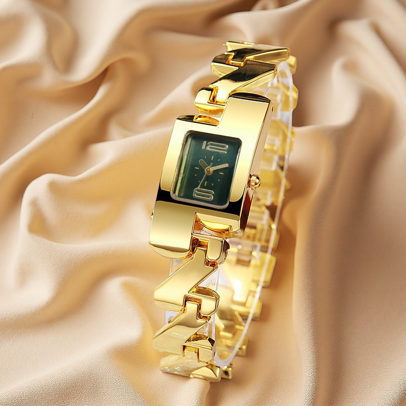 Vintage Watch Crystal - Damen Quadratische Quarzuhr, Modisches Armband, Luxuriöse