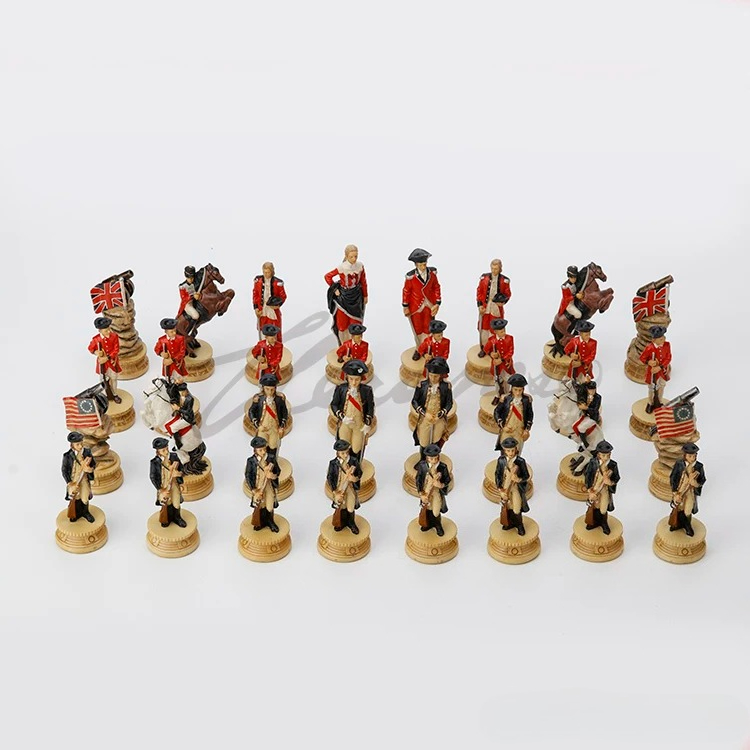 Vintage Vs Collectible - Amerikanisches Revolutionierkrieg-Schachspiel aus Kunstharz, Britische vs.